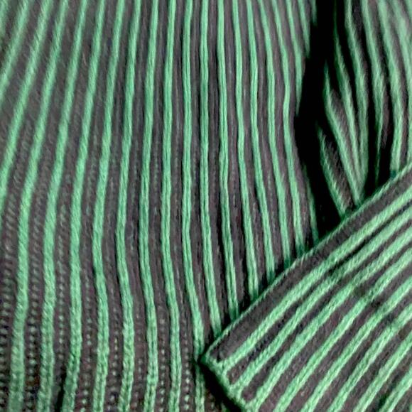 Zara knit Green Black Striped Turtleneck Sweater Size Med - Picture 2 of 6
